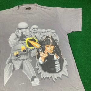 Vintage Star Wrs‎ Shirt Mens L Gray 1996 Han Solo Stormtrooper Movie Promo 90s
